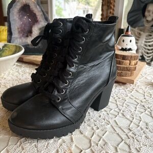 Black Lace-Up Ankle Boots
